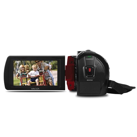 Minolta MN200NV 1080p Full HD IR Night Vision Wi-Fi Camcorder (Red) MN200NV-R